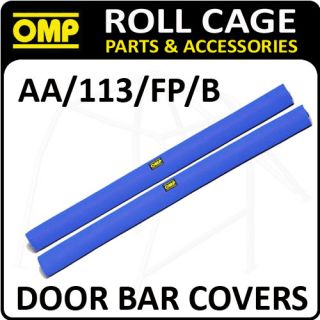 AA/113/FP/B OMP ROLL CAGE DOOR BAR COVERS 100cm BLUE VELOUR + VELCRO