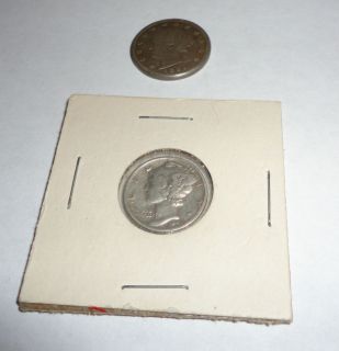1883 Liberty V Nickel 1942 Mercury Dime 2 Coin Lot