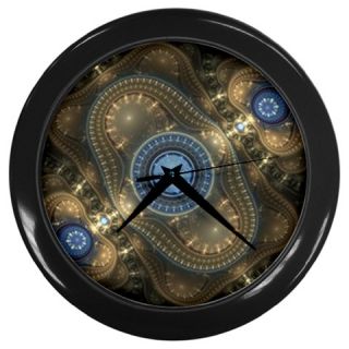 Steampunk Altered Art Fractal Wall Clock with Black Lucite Frame