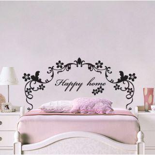 Happy Home Bed Frames Adhesive Removable Wall Decor Graphic Stickers