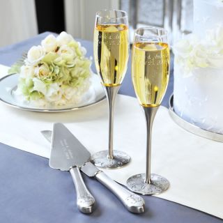 Silver Parisian Romance Champagne Flutes Cake Server