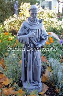 25 St Francis w Cross Outdoor Garden Statue Nice
