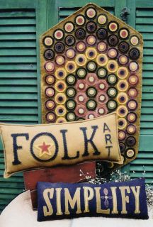 Primitive Folk Art Home Penny Rug Pillows Wool Hooked Rug Hooking