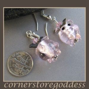 cornerstoregoddess piggie piglet flying pig earrings