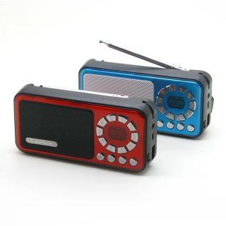 Red Mini Portable Speaker Music Player FM Radio LED Display