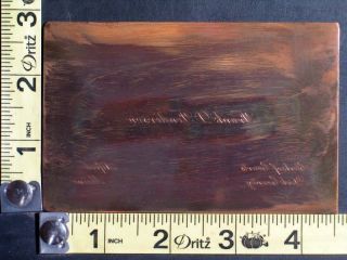  Vintage Copper Engraving Plate Stamp   Frank D. Fenderson, Alfred ME