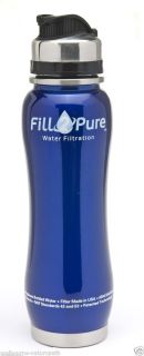 FILL2PURE Stainless Steel Water Filter Bottle Removes Chlorine