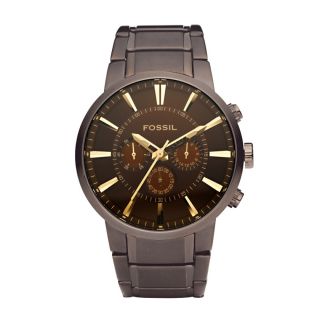 Fossil Mens Dress Stainless Steel Watch – Brown FS4357