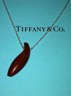 Tiffany Co Frank Gehry Fish Pendant in Ebony Wood on Sterling Silver