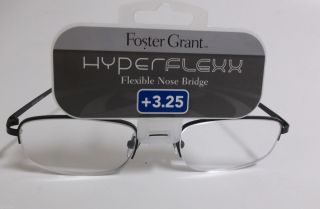 Mens Foster Grant Hyperflex Reading Glasses +3.25 Rimless Bottoms
