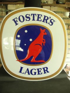 Fosters Lager Red Kangaroo Tin Advertising Bar Sign Imported