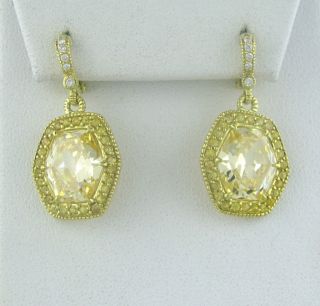 Judith Ripka 18K Gold Diamond Canary Crystal Earrings