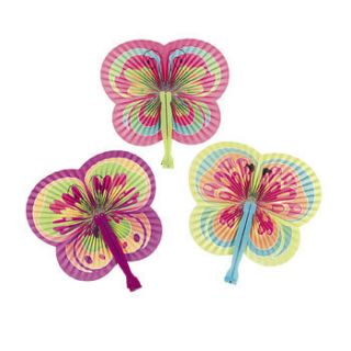 12 Spring Color Butterfly Shaped Folding Fans Girls Tea Birthday Party