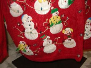  Ugly Christmas Sweater Vest Office Party Contest Snowman Beaded