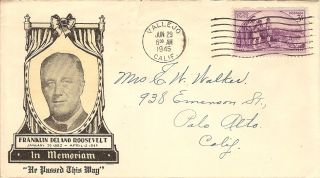 1945 Commemorative Envelope Cover FDC Franklin Roosevelt FDR