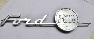 Vintage FORD F600 F 600 Chrome Fender Emblem 1950s 55 OEM 16721 A
