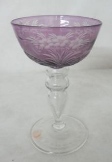 BEAUTIFUL C. 1900 STEUBEN WHEEL CARVED WINE GLASS BY FREDERICK CARDER