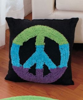 Hippie Teens Room Multicolor Hippy Peace Sign Pillow New