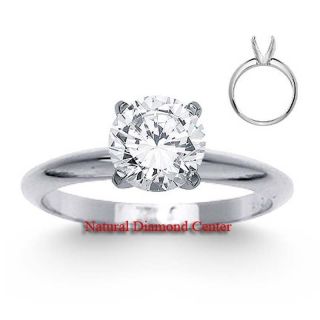   Round Brilliant Cut Diamond Solitaire Engagement Ring 14k Gold I I2
