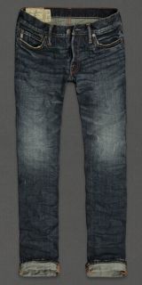 Abercrombie Fitch Mens Jeans A F Slim Straight Leg Dark Wash Denim 33