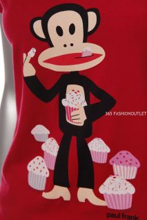 New Paul Frank Womens V Neck Julius Eating Cup Cake Juniors T Shirt