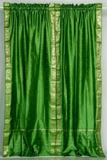 Indo Green Rod Pocket Sari Sheer Curtain Drape Panel 84