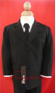 Gino Giovanni Boy Black Formal Tuxedo Dress Suit Size