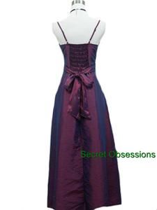  14 CHERLONE Purple Satin Lace Beaded Formal Evening Gown A7571