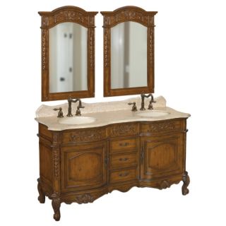 Belle Foret BF80048R French Country Double Basin Vanity Antique Pine