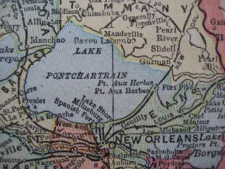1903 Railroad Lake Map Louisiana Baton Rouge Shreveport