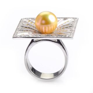 Staurino Fratelli 18K White Gold Diamond Pearl Ring