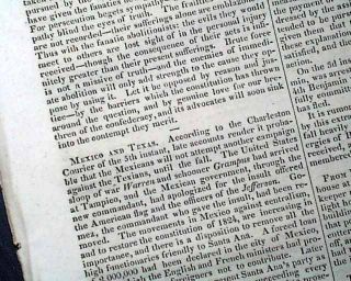  General Sam Houston Treaty Mexico Texas 1836 Newspaper Ft. Defiance