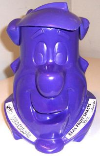 1994 Fred Flintstone Cookie Candy Jar Purple Plastic