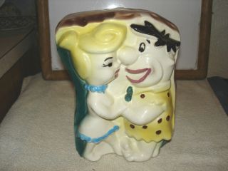 Fred and Wilma Flintstones Ceramic Bank American Bisque