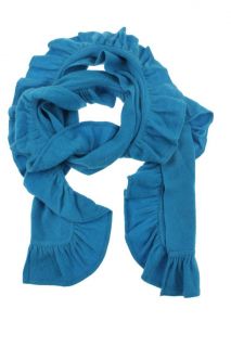 MAGASCHONI New Blue Cashmere Ruffled Scarf One Size BHFO