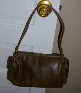 Fossil Handbag, Purse, Baguette, Brown Genuine Leather