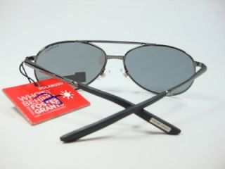 Foster Grant Black Polarized Aviator Mirror Lense Sunglasses Warning