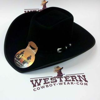 New Serratelli 4 States 5X Felt Cowboy Hat E6 Brick Crease Black Bound