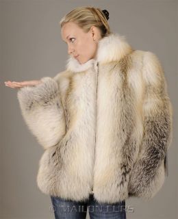 Saga Feathered Fox Fur Jacket with Zipper from Golden Island Full Skin