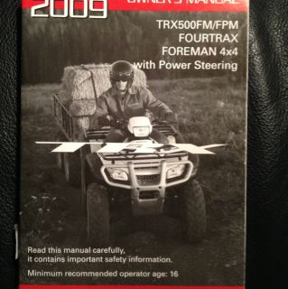 Honda FOURTRAX FOREMAN 4X4 TRX500FM FPM Owners Manual NEW 2009