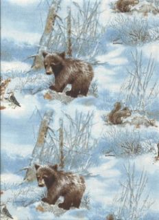Baby Animals in Blocks Bear Deer Fox Raccoon Quilt Fabric Wee Wildlife