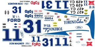 11 or 31 AJ Foyt Jack Bowsher Torinos 1 64th HO Scale Slot Car Decals