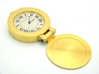Cartier Pasha Travel Alarm Vintage Clock Gold Plated