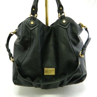  Jacobs Auth Black Leather Classic Q Francesca Handbag Purse S30