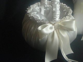 Ivory Flower Girl Baskets Made Using Your Ribbon Color