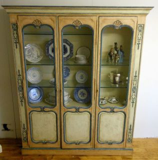 Baker Furniture Painted French Provincial China Cabinet Breakfront