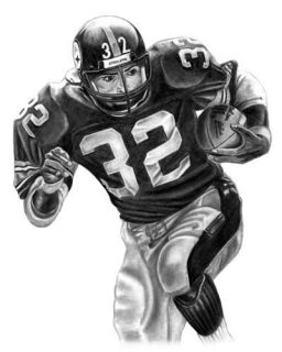 Franco Harris Lithograph Poster Prt in Steelers Jersey