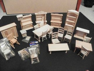 Dollhouse Miniature Lot of Unfinished Furniture