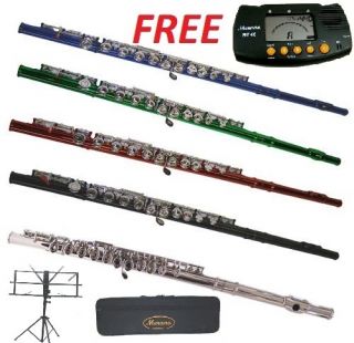 New Black Blue Green Red Silver Flute Case Metro Tuner Music Stand