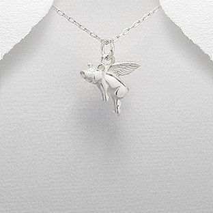 When Pigs Fly Flying Pig Charm Pendant Necklace 925 Sterling Silver